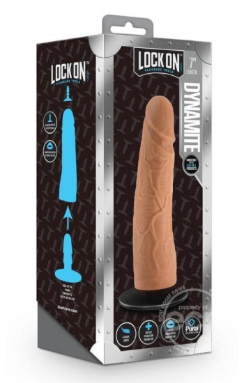 Lock On Dynamite Dildo with Suction Cup Adapter 7in – Caramel Lock On Dynamite Dildo with Suction Cup Adapter 7in – Caramel