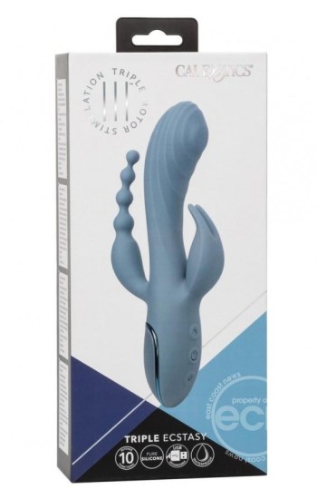 III Triple Ecstasy Rechargeable Silicone Stimulating Vibrator – Blue III Triple Ecstasy Rechargeable Silicone Stimulating Vibrator – Blue