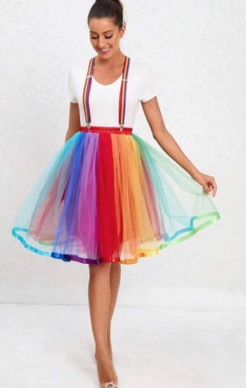 Colorblock Mesh Overlay Skirt Colorblock Mesh Overlay Skirt