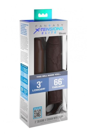 Fantasy X-Tension Elite Silicone 7in Sleeve and 3in Plug – Chocolate Fantasy X-Tension Elite Silicone 7in Sleeve and 3in Plug – Chocolate