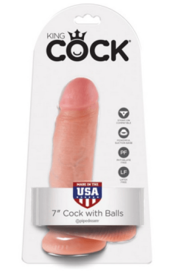 Dong King Cock 7in W/Balls Beige Dong King Cock 7in W/Balls Beige