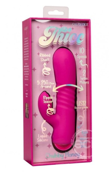Thicc Chubby Honey Dual Vibrator with Clitoral Stimulator – Pink Thicc Chubby Honey Dual Vibrator with Clitoral Stimulator – Pink