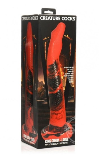 Creature Cocks King Cobra Long Silicone Dildo Large 14in – Red/Black Creature Cocks King Cobra Long Silicone Dildo Large 14in – Red/Black