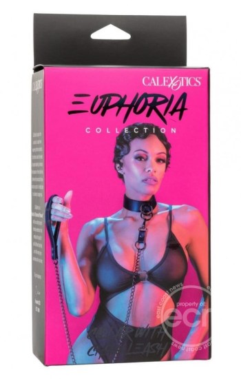 Euphoria Collection Collar with Chain Leash – Black Euphoria Collection Collar with Chain Leash – Black