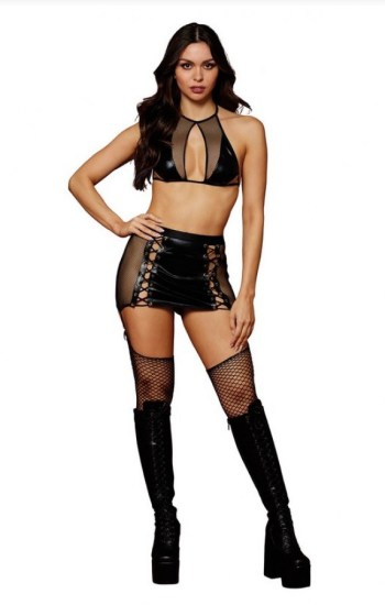 Faux Leather and Fishnet Bralette Set Faux Leather and Fishnet Bralette Set