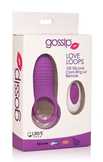 Curve Toys Gossip Love Loops 10X Silicone Cock Ring w/Remote – Violet Curve Toys Gossip Love Loops 10X Silicone Cock Ring w/Remote – Violet