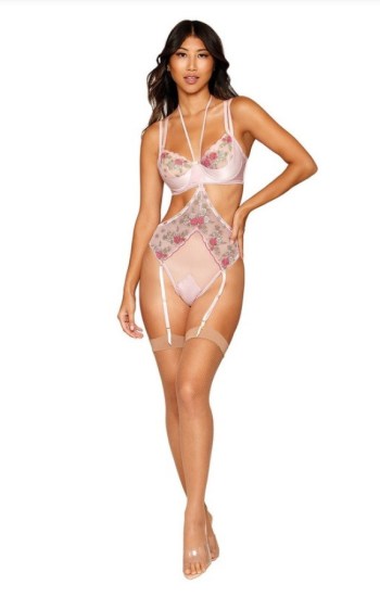 Bra and Open Cup Teddy w/Embroidery Bra and Open Cup Teddy w/Embroidery