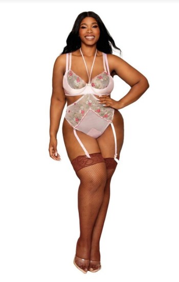 Bra and Open Cup Teddy w/Embroidery Bra and Open Cup Teddy w/Embroidery