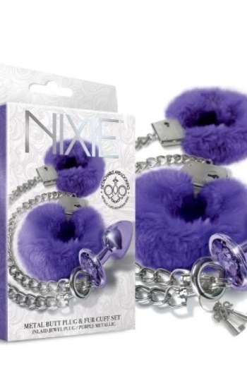Nixie Metal Plug & Furry Cuff Set Purple Metallic Nixie Metal Plug & Furry Cuff Set Purple Metallic