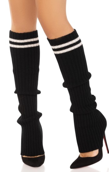 Ribbed Stirrup Leg Warmers With Athletic Stripe Ribbed Stirrup Leg Warmers With Athletic Stripe