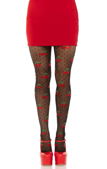 Spandex Sheer Polka Dot Cherry Tights Spandex Sheer Polka Dot Cherry Tights