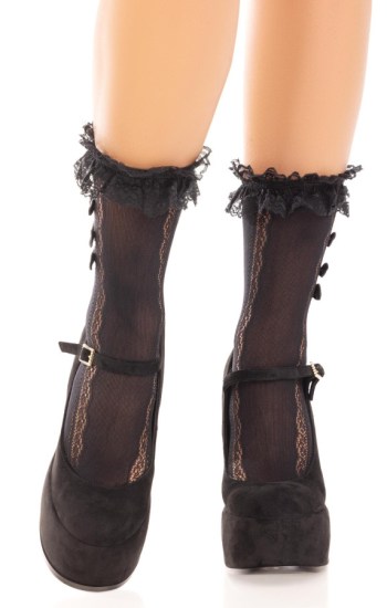 Lace Ruffle Nylon Anklet With Mini Bow and Heart Accents Lace Ruffle Nylon Anklet With Mini Bow and Heart Accents