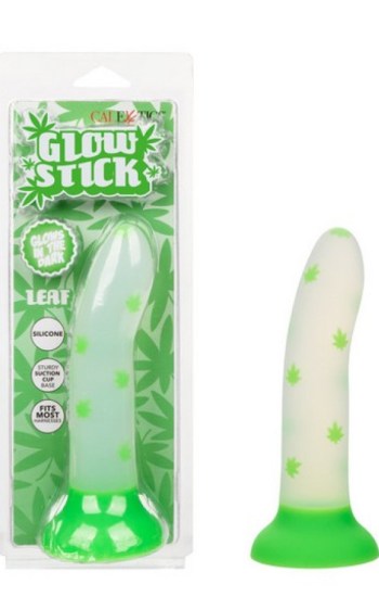 Glow Stick Leaf Silicone Glow in the Dark Dildo with Suction Base – Green Glow Stick Leaf Silicone Glow in the Dark Dildo with Suction Base – Green
