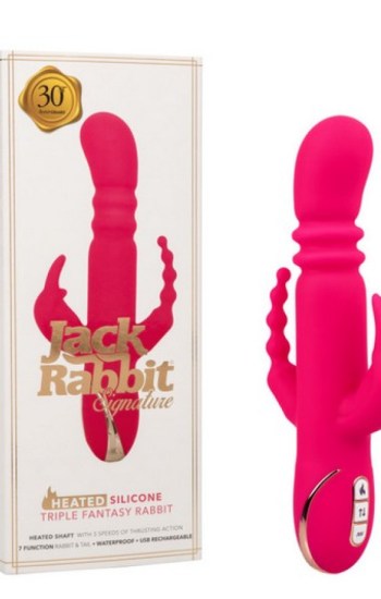 Jack Rabbit Signature Heated Rechargeable Silicone Triple Fantasy Rabbit Vibrator – Pink Jack Rabbit Signature Heated Rechargeable Silicone Triple Fantasy Rabbit Vibrator – Pink