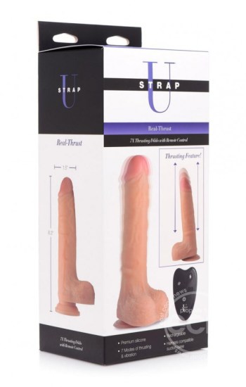 Strap U Real Thrust Thrusting and Vibrating Rechargeable Silicone Dildo Vanilla Strap U Real Thrust Thrusting and Vibrating Rechargeable Silicone Dildo Vanilla