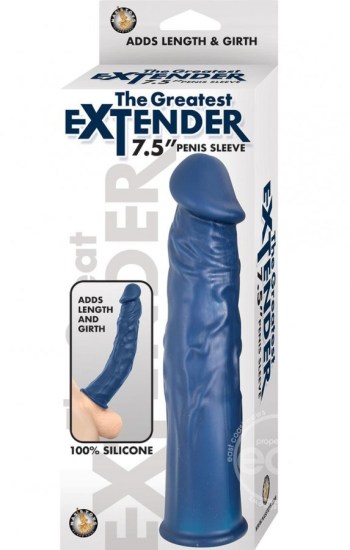 The Greatest Extender Silicone Penis Sleeve 7.5in Blue The Greatest Extender Silicone Penis Sleeve 7.5in Blue