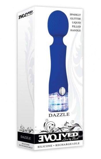 Dazzle Rechargeable Silicone Wand Massager With Glitter Handle Blue Dazzle Rechargeable Silicone Wand Massager With Glitter Handle Blue