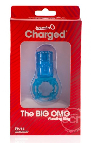 Charged Big OMG Vibrating Ring USB Rechargeable Waterproof Blue Charged Big OMG Vibrating Ring USB Rechargeable Waterproof Blue