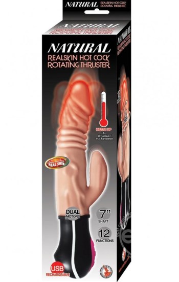 Natural Realskin Hot Cock Rotating Thruster Rechargeable Warming Vibrator Vanilla Natural Realskin Hot Cock Rotating Thruster Rechargeable Warming Vibrator Vanilla