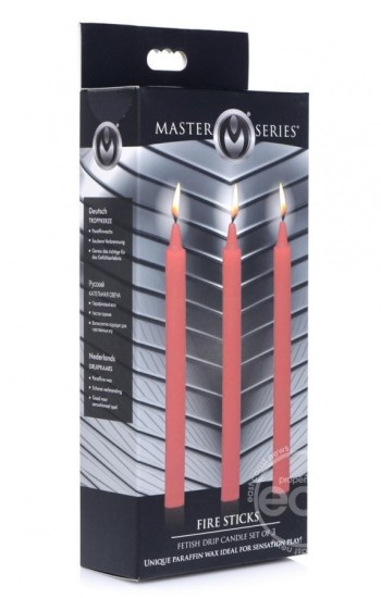 Master Series Fire Sticks Fetish Drip Candles (Set of 3) Red Master Series Fire Sticks Fetish Drip Candles (Set of 3) Red