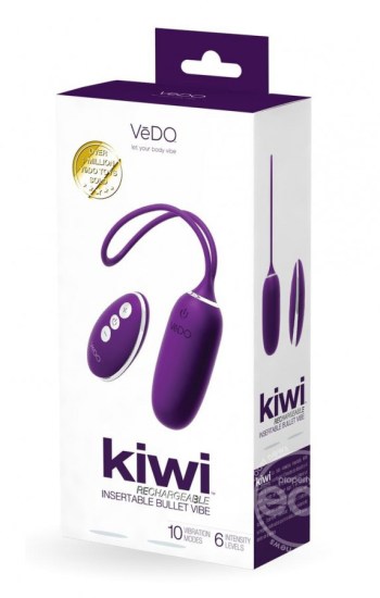 VeDO Kiwi Rechargeable Silicone Insertable Bullet Vibrator Deep Purple VeDO Kiwi Rechargeable Silicone Insertable Bullet Vibrator Deep Purple