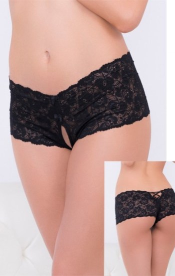 Lattice Back Lace Crotchless Boyshort Lattice Back Lace Crotchless Boyshort