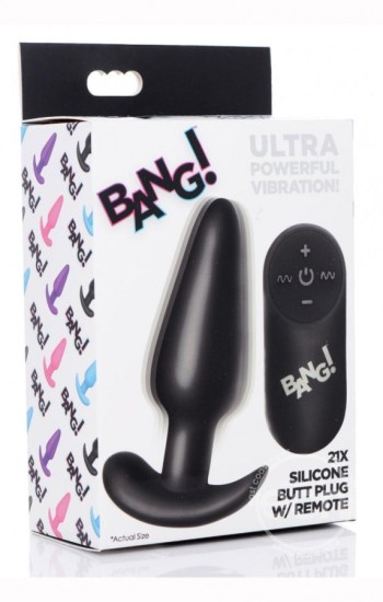 Bang! 21x Vibrating Silicone Rechargeable Butt Plug With Remote Control Black Bang! 21x Vibrating Silicone Rechargeable Butt Plug With Remote Control Black