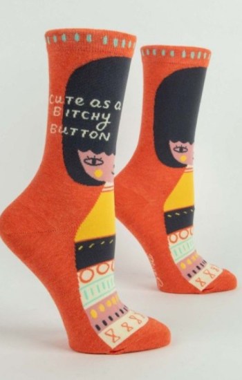 Cute As A Bitchy Button Crew Socks Cute As A Bitchy Button Crew Socks