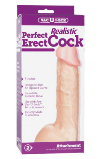 Vac U Lock 7in Perfect Cock Dildo Beige Vac U Lock 7in Perfect Cock Dildo Beige