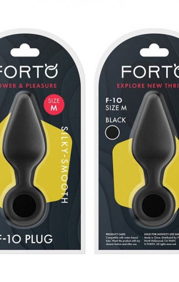Forto F-10: Silicone Plug W/ Pull Ring Med Black Forto F-10: Silicone Plug W/ Pull Ring Med Black