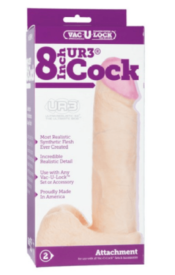 Vac U Lock UR3 8in Realistic Cock Dildo Beige Vac U Lock UR3 8in Realistic Cock Dildo Beige