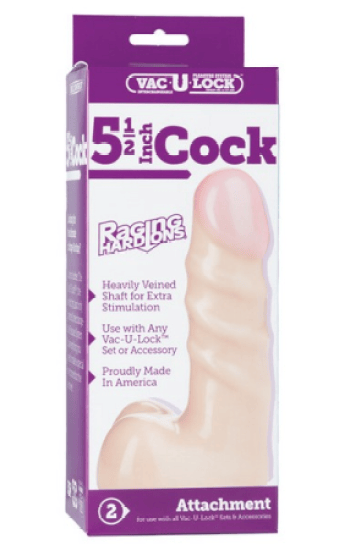 Vac U Lock 5.5in Raging HardOns Dildo Beige Vac U Lock 5.5in Raging HardOns Dildo Beige
