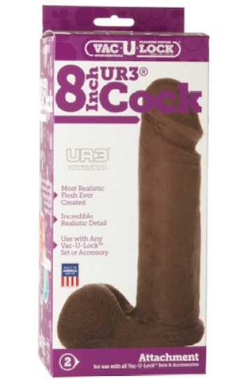 Vac U Lock UR3 8in Dildo Black Vac U Lock UR3 8in Dildo Black