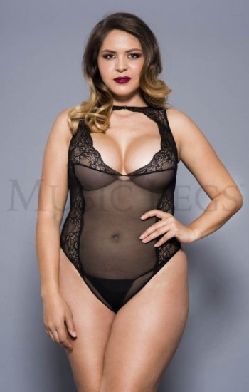 Keyhole Mesh Teddy With Lace Panels Keyhole Mesh Teddy With Lace Panels