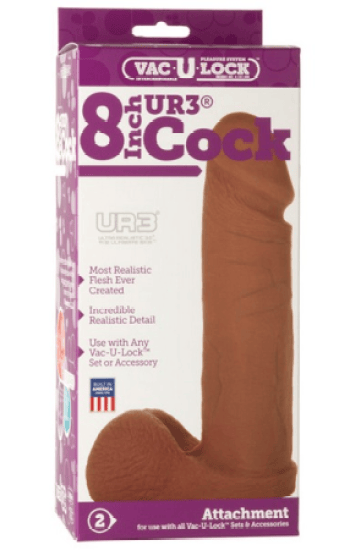 Vac U Lock UR3 8in Dildo Brown Vac U Lock UR3 8in Dildo Brown