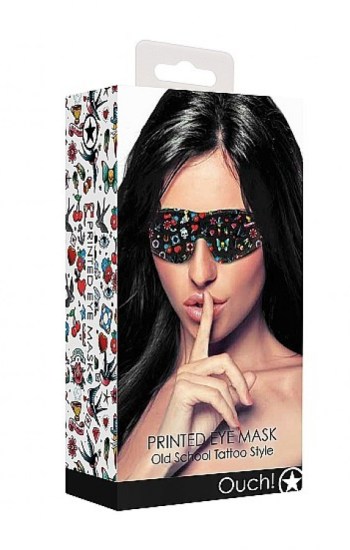 Printed Eye Mask Old School Tattoo Style Black Printed Eye Mask Old School Tattoo Style Black