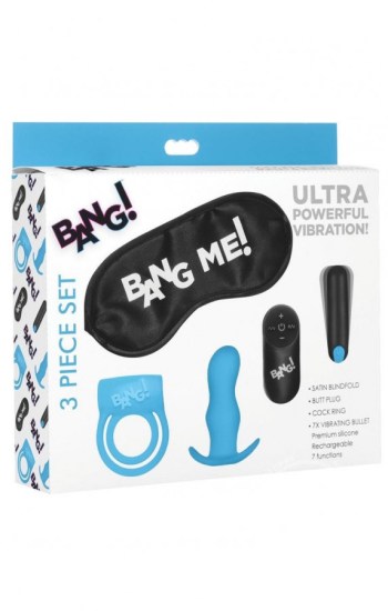 Bang! Duo Blast Plug And Cock Ring Kit Blue Bang! Duo Blast Plug And Cock Ring Kit Blue