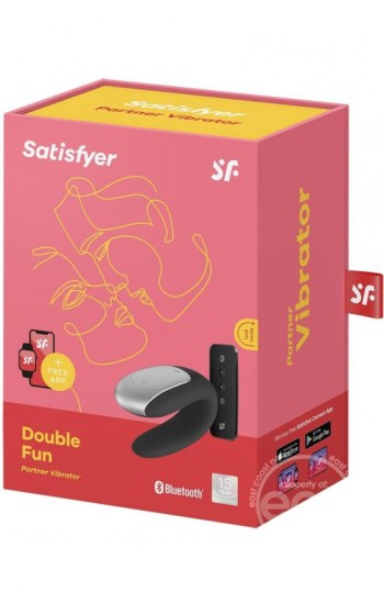 Satisfyer Double Fun Silicone Rechargeable Vibrator W/ Remote Control Black Satisfyer Double Fun Silicone Rechargeable Vibrator W/ Remote Control Black