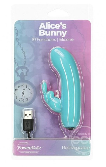 PowerBullet Alice’s Bunny Silicone Rechargeable Rabbit Teal PowerBullet Alice’s Bunny Silicone Rechargeable Rabbit Teal