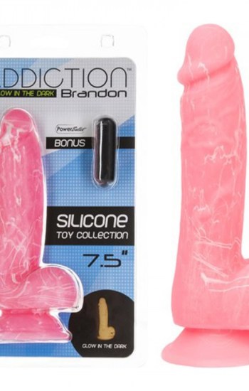 Addiction Brandon GITD Dong Pink 7.5in w/Bullet Addiction Brandon GITD Dong Pink 7.5in w/Bullet