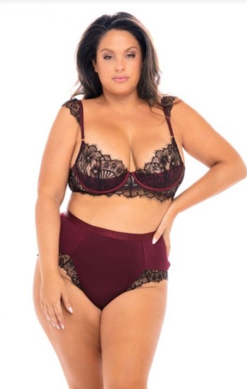 Nicole Jersey and Eyelash Lace Bra and High Waist Panty Nicole Jersey and Eyelash Lace Bra and High Waist Panty
