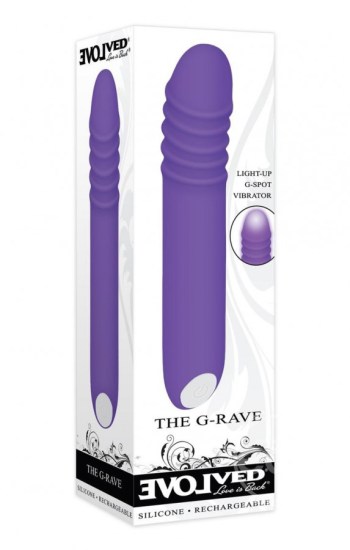 The G Rave Silicone Rechargeable G-Spot Light-Up Vibrator Purple The G Rave Silicone Rechargeable G-Spot Light-Up Vibrator Purple