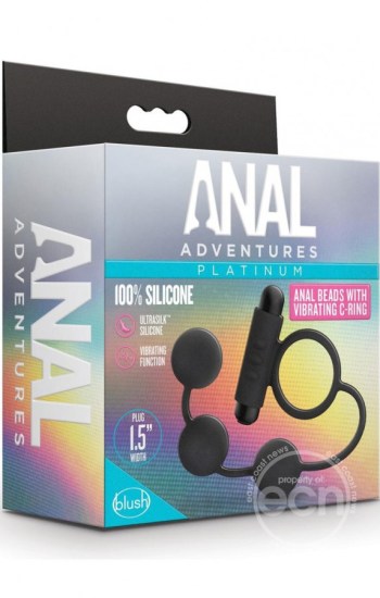 Anal Adventures Platinum Silicone Anal Beads With Vibrating Cock Ring Black Anal Adventures Platinum Silicone Anal Beads With Vibrating Cock Ring Black