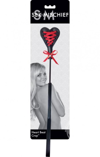 Sex & Mischief Heart Beat Crop Black/Red Sex & Mischief Heart Beat Crop Black/Red