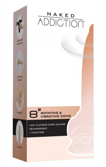 Naked Addiction Silicone Rechargeable Vibrating and Rotating Dildo 8in Vanilla Naked Addiction Silicone Rechargeable Vibrating and Rotating Dildo 8in Vanilla