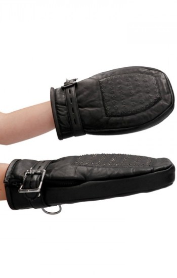 Ouch! Pain Lamb Leather Bondage Mittens Padded With Metal Teeth Ouch! Pain Lamb Leather Bondage Mittens Padded With Metal Teeth