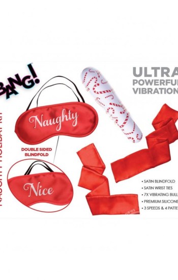 Bang! Naughty Holiday Blindfold and Wrist Ties Kit Red Bang! Naughty Holiday Blindfold and Wrist Ties Kit Red
