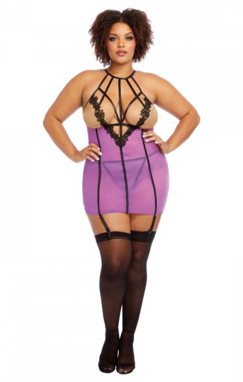 Stretch Mesh Garter Slip with Venise Detailing Stretch Mesh Garter Slip with Venise Detailing