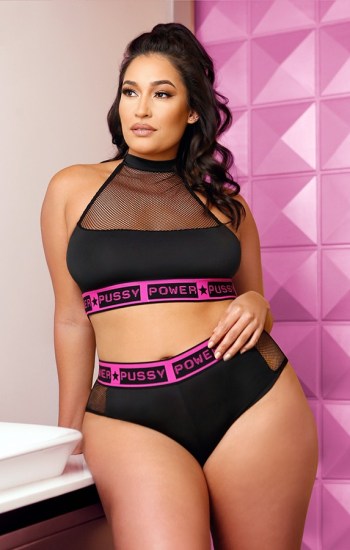 Pussy Power Halter Top & Booty Short Queen Pussy Power Halter Top & Booty Short Queen
