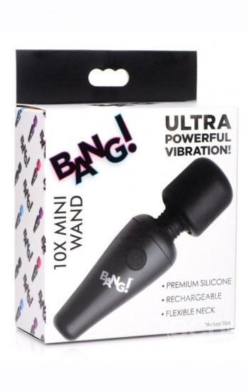 Bang! 10X Vibrating Mini Rechargeable Silicone Wand Black Bang! 10X Vibrating Mini Rechargeable Silicone Wand Black